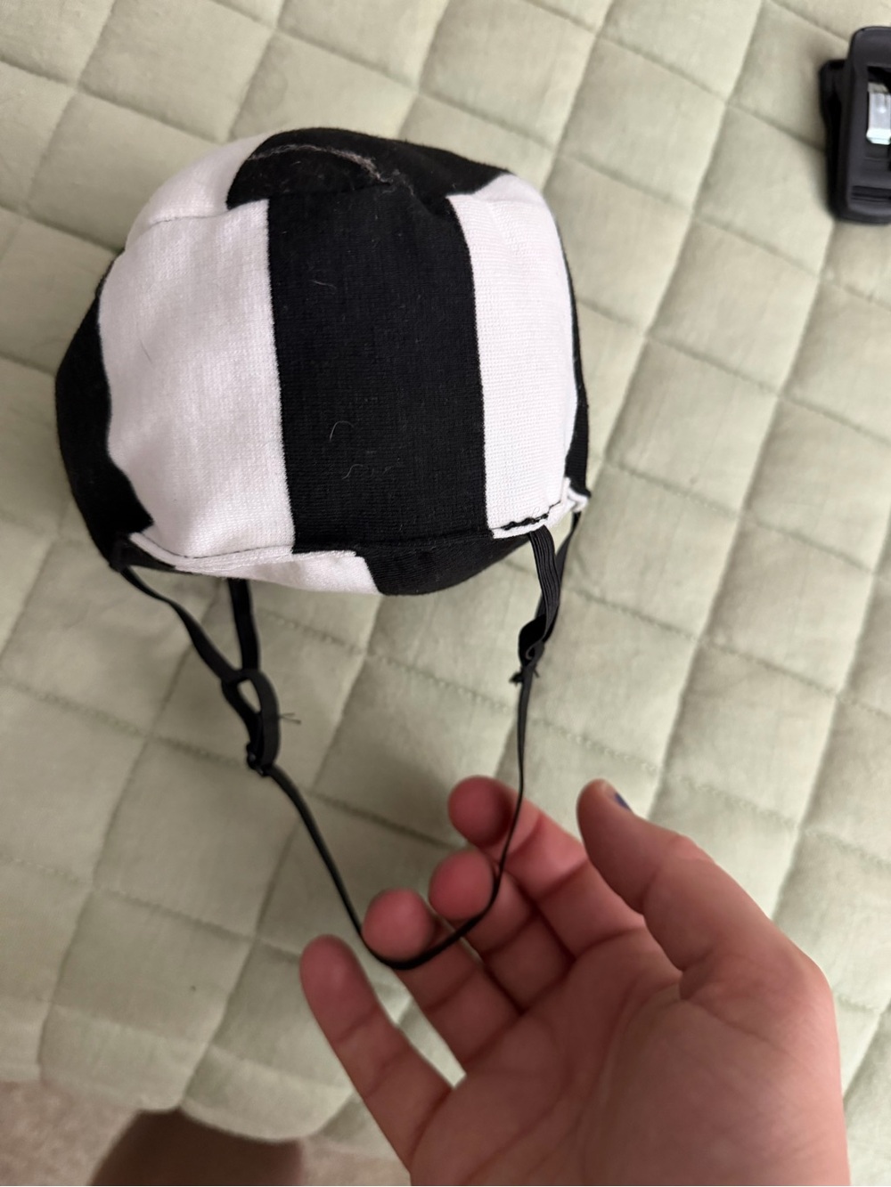 Dog Black and White Striped Prison Hat with Chin Strap